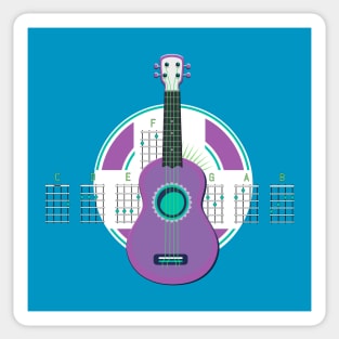 Dibujo de ukelele con notas musicales Sticker